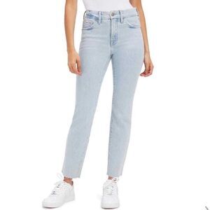 Good American Cigarette Raw Hem Light Wash Jeans 2 Women